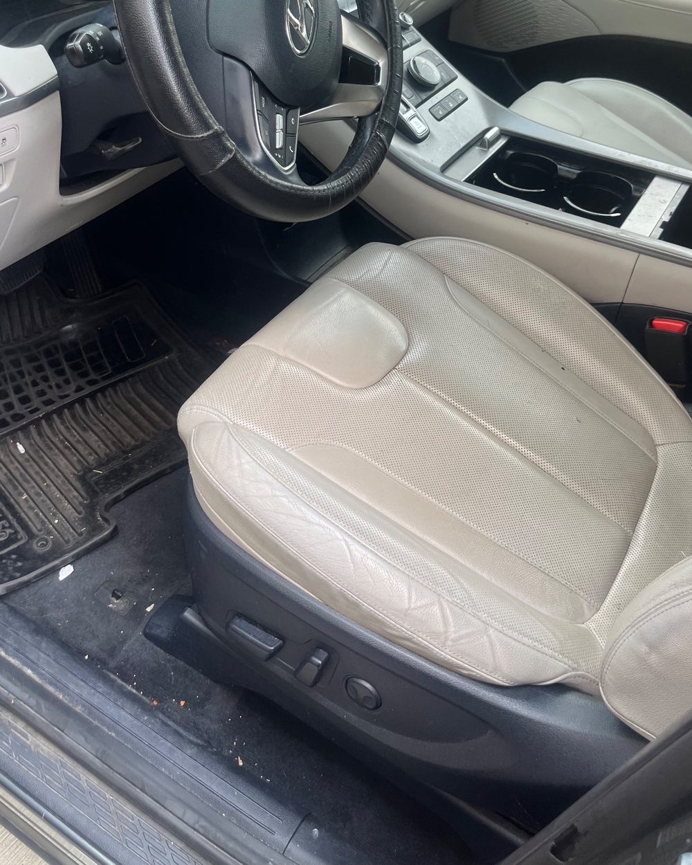 A Palisade cabin in light grey leather by Alum Auto Detailing, Westerville
